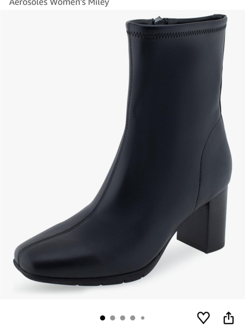 AEROSOLES Miley Black Faux Leather Block Heel Ankle Boot